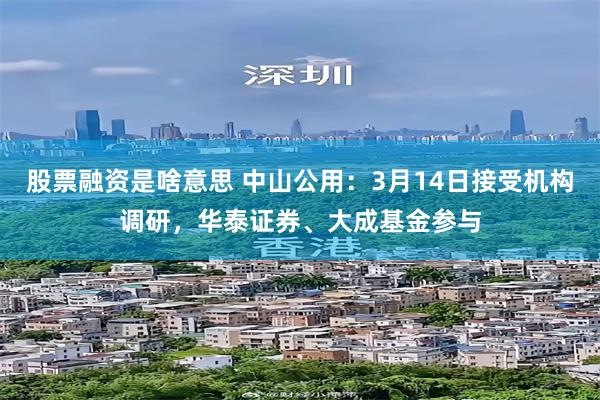 股票融资是啥意思 中山公用：3月14日接受机构调研，华泰证券、大成基金参与
