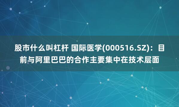 股市什么叫杠杆 国际医学(000516.SZ)：目前与阿里巴巴的合作主要集中在技术层面