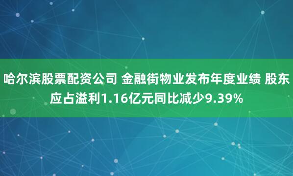 哈尔滨股票配资公司 金融街物业发布年度业绩 股东应占溢利1.16亿元同比减少9.39%