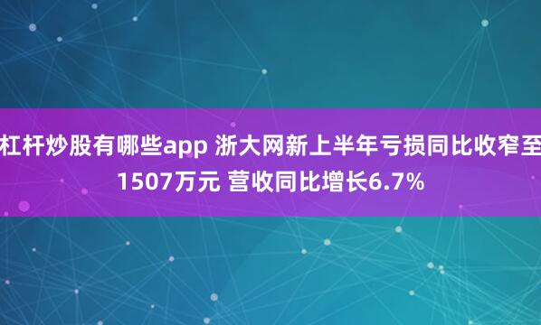 杠杆炒股有哪些app 浙大网新上半年亏损同比收窄至1507万元 营收同比增长6.7%